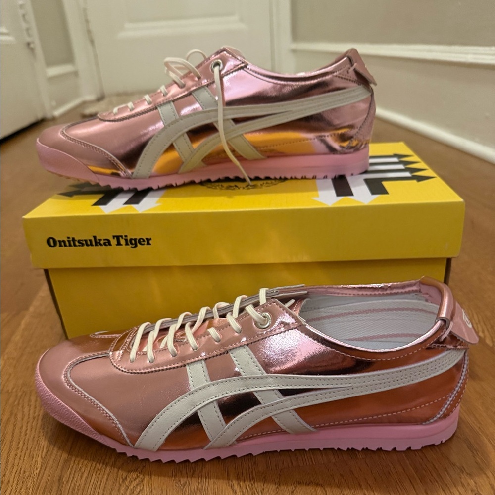 Onitsuka Tiger by Asics Metallic Pink and White Sneakers Mexico 66